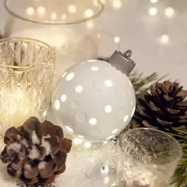 Set of porcelain luminous Christmas tree balls "Moon" 3 pcs